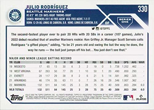 2023 Topps 330 Julio Rodriguez NM-MT Seattle Mariners Baseball Trading Card MLB