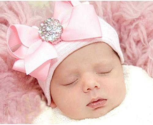 Aijian Newborn Hospital Hat Hat Baby Hat Bot com Big Bow Soft Cute Nó Berçário
