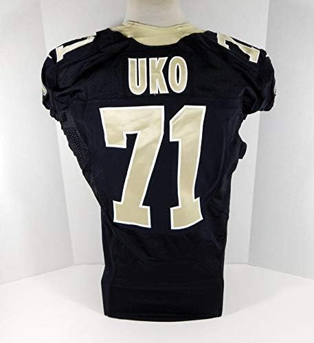 2013 New Orleans Saints George UKO 71 Jogo emitido Black Jersey NOS0120 - Jerseys de jogo NFL não