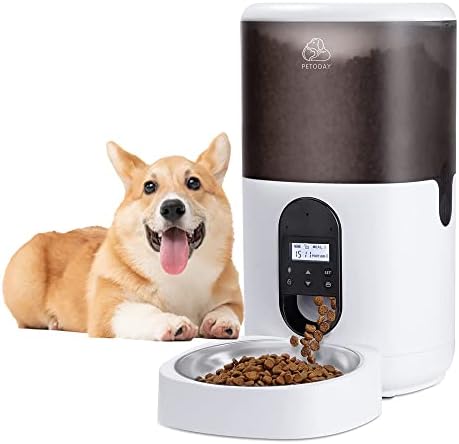 Alimentador de cães petoday, dispensador de alimentos de gato com tigela de aço inoxidável, gravador