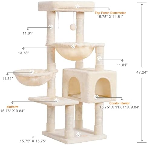 Heybly Cat Tree, Cat Tower para gatos internos, condomínio de móveis para gatos de vários níveis