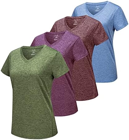 1 e 9 Tshirts femininos femininos - umidade Wicking Wicking Sleeve Sleeve Vshirts de decote V Thirts