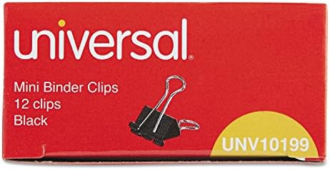 Clipes de fichário universal, mini, preto/prata, 12/caixa