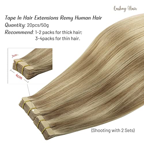 Fita de fita de cabelos para cabelos humanos, loiro claro de 20 polegadas loiro destacado fita de extensão