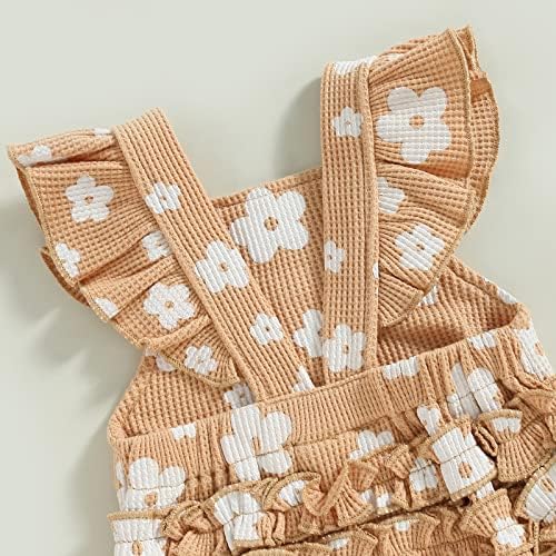 Visgogo Baby Girl Roupes Suspender Suspender Gongret Set Print Floral Prifled Flying Sleeve Dress Dress Fand