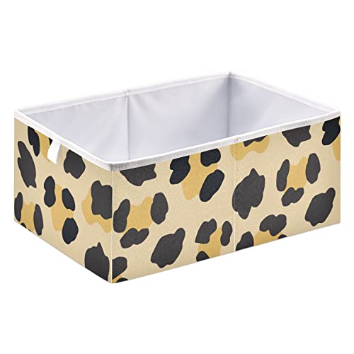 Brown Leopard Cube Bin Bin Bins de armazenamento dobrável cesta de brinquedos à prova d'água
