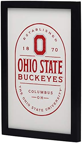 Marcas de estrada aberta Ohio State University Badge emoldurado Decoração de parede de madeira
