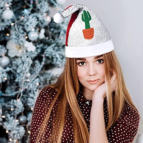 Cacto bonito chapéu de natal engraçado lantejoulas chapéus de Papai Noel