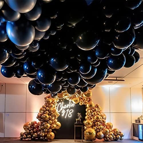 Balões pretos 100 pcs e balões de estrela 6 pcs pretos