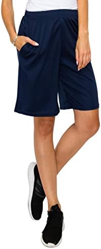 Ettellut - Shorts soltos do joelho feminino com bolsos laterais e cordão - ótimo para treino, academia, atlético,