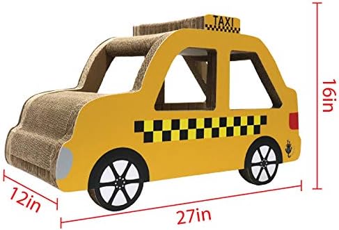 Krazy Cat Rider Amarelo Táxi Cab xl 3d Cat Scratcher. Designs coloridos divertidos com várias aberturas de