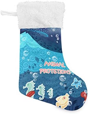 Pimilagu Protect Ocean Christmas meias 1 pacote 17,7 , meias penduradas para decoração de Natal