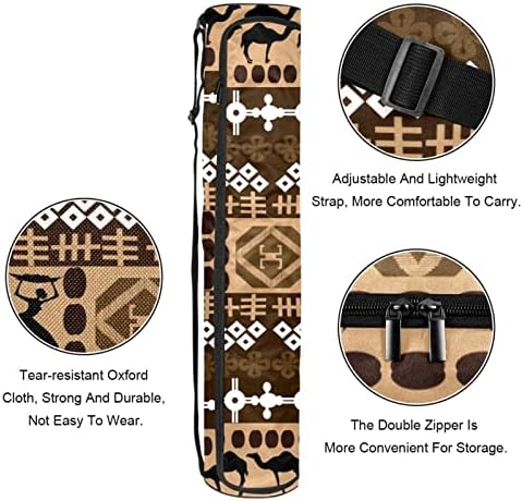 Bolsa de tapete de ioga ratgdn, design gráfico africano Exercício de ioga transportadora de tapete full-zip
