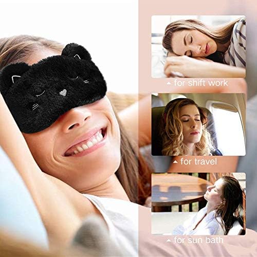 2 pacote máscara de sono animal fofa para meninas cartoon gato cachorro macio macio máscara de sono cega