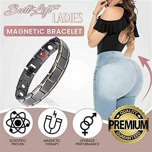 Butt Lift Ladies Pulseira magnética, pulseira elegante de tonificação de terapia magnética, pulseira anti -inchaço ajustável para homens e mulheres, com ferramenta de remoção de link gratuita