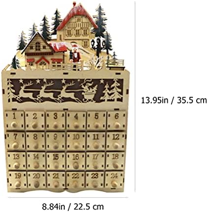 Nuobesty Nativity Decor Decor Christmas Wooden Advent Calendar com gavetas Calendar de contagem regressiva