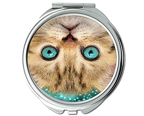 Espelho compacto espelho compacto de espelho duplo, humor animal espelho de gato para homens/mulheres, 1 x