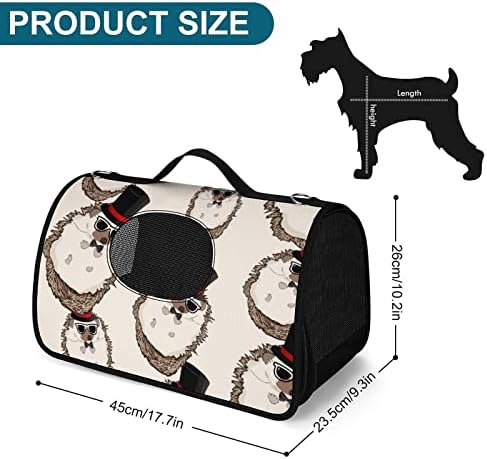 Top Hatt Hipster Hedgehog Pet Pet Trepy Puppy Small Handbag Carregando bolsa para viagens ao ar