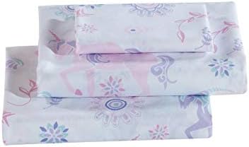 Linen Plus Sheet Sheet Kids/adolescentes Unicorn Flores florais brancas de lavanda roxa rosa aqua novo unicórnio