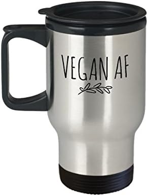 Caneca vegana de viagem - caneca vegana af - canecas engraçadas veganas - 14oz de aço inoxidável caneca