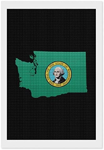 Mapas de bandeira do estado de Washington kits de pintura de diamante decorativos engraçados 5D DIY DIVERAÇÃO Full