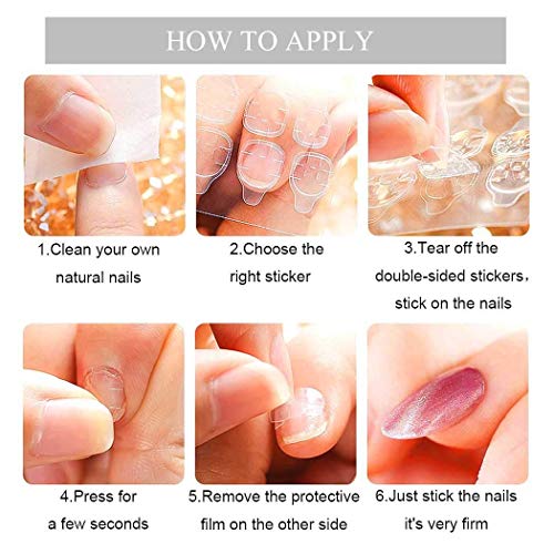 Abien French Nails Pressione curta prenda no quadrado unhas falsas e brilhantes para mulheres