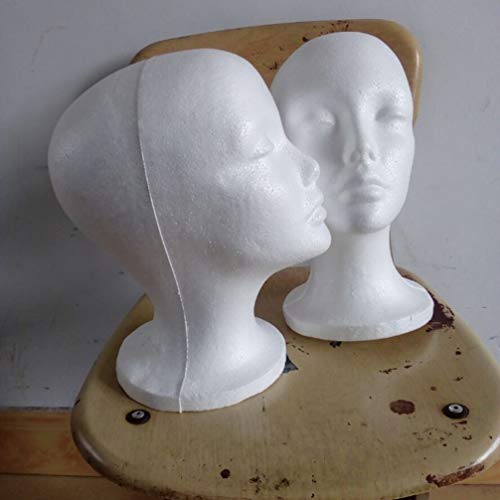 Solustre White Wigs 2pcs Modelo de Manequim Modelo de espuma Manequim Stand Wig Cabeça para estilo, modelo
