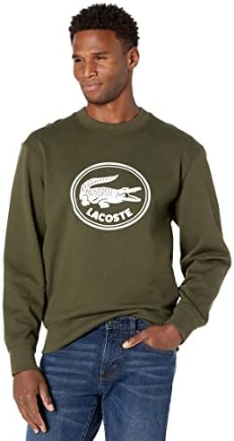 Lacoste Men's Long Slave Large Croc Badge Gráfico Crewicneck Sweatshirt