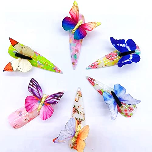 Conjunto de artes de unhas, jóias coloridas de borboleta para unhas diy, decoração de unhas para apresentações