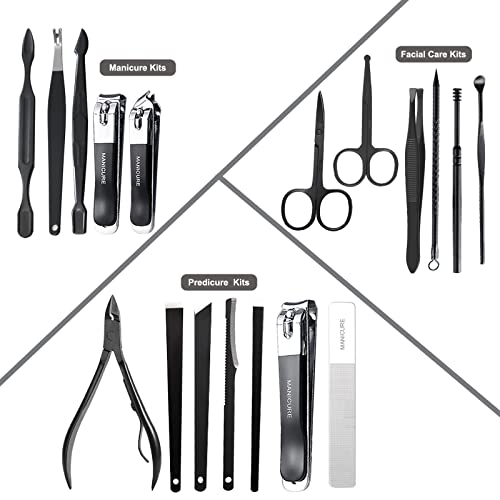 Conjunto de manicure, kit de pedicure de cortadores de unhas 18 em 1 kit de manicure kits de unhas