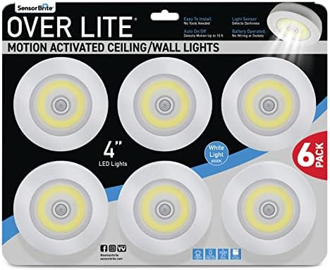 Sensor Brite Overite Wireless Motion Ceiling/LED da parede LED, grudar em qualquer lugar, luz aérea,