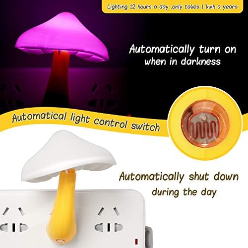 4 peças led cogumelo noite lâmpada leve plug in cogumelo lâmpada de lâmpada de parede lâmpadas