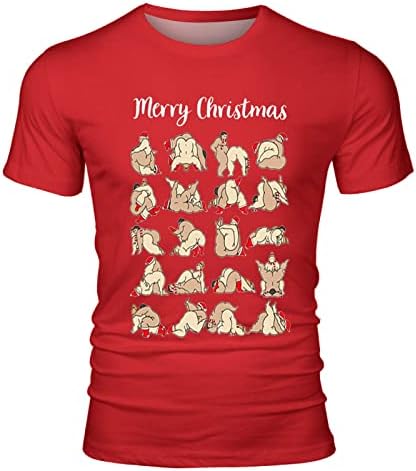ZDDO Christmas Camisetas de manga curta para homens, figurões de impressão de Natal feio, treino gráfico