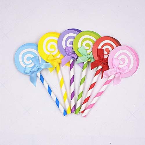 AMOSFUN Lollipop Cupcake Picks Papel Birthday Capo Toppers Adorável Lollipop Decorações de Cake
