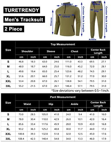 Turrerendy Men's Tracksuit Set 2 peças Torno Zip Casual Golf Golgging Suit de suor esportivo atlético