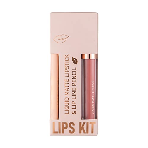 Girl Lip Gloss Non Stick Cup Lip Gloss Lipliner Combination Set Lipstick Velvet Lipliner integrado