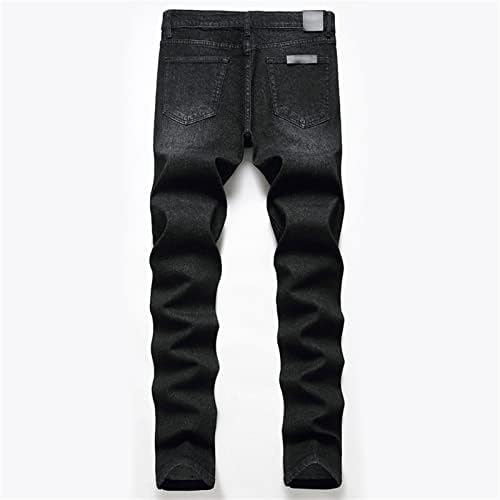 Jeans esbeltos rasgados para homens angustiados destruídos as calças de jeans reto de perna retro Hip Hop