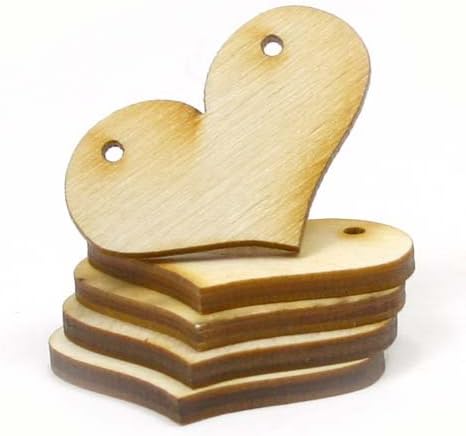 MyLittlewoodshop - PKG de 100 - Country Heart - 1-1/2 polegadas por 1 polegada com 2 mm de orifícios e madeira
