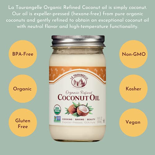 La Tourangelle, óleo de coco refinado orgânico, ótimo para cozinhar, assar, cabelos e cuidar da pele,