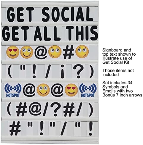 Kitability Obtenha o conjunto social de 4 polegadas para sinais de calçada de mensagens brancas, inclui emoji,