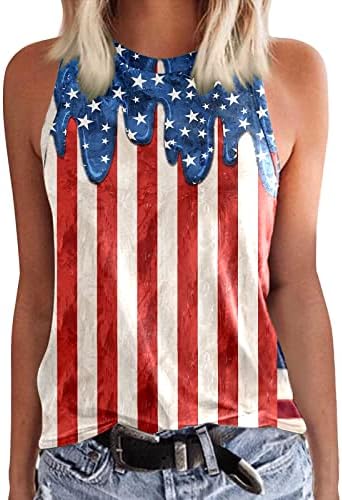 Tanque de bandeira americana Top Women Workout Exercício dos EUA Flag listra estrela camisetas camisetas tripulantes