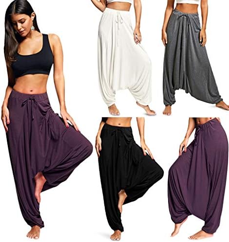 Calças de tamanho grande uofoco para mulheres calças de ioga soltas calças de harém casual de cor