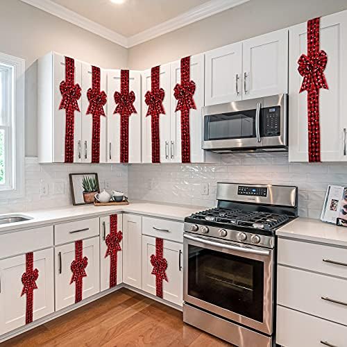 6 peças Armário de Natal Ribbon Arbilhas 2,95 x 78,74 polegadas vermelhas fitas de porta xadrez preto búfalo