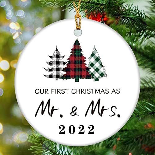 Decorações de árvores de Natal, enfeites de Natal 2022, nosso primeiro ornamento de Natal 2022, 2022 Ornamento