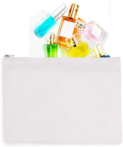 Yingkor 2-Pack Blank Cotton Canvas Bag Organizador da bolsa de maquiagem com zíper e forro de