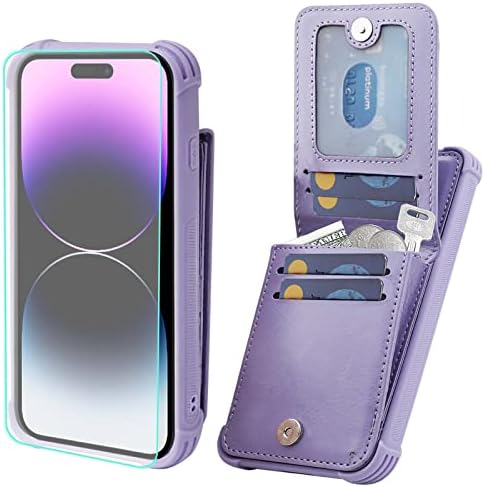Vanavagy iPhone 14 Pro Max Wallet Caso para mulheres e homens, Coloque magnético de couro Flip Folio Telefone