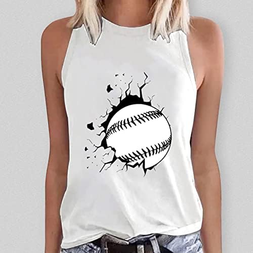 Top atlético Mulheres soltas feminino verão de verão casual tanque de impressão de beisebol top tampo sem mangas