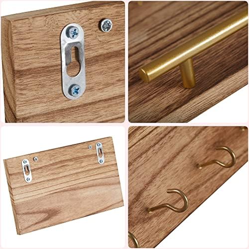 Lusigainez Keyholders for Keys Decorativa de parede, ganchos de entrada com prateleira, madeira moderna personalizada
