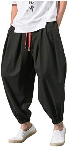 Miashui Pattern harém calças casuais calças sólidas largas calças soltas de moda elástica masculina