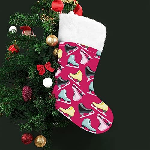 Figura Patins Padrão de meias de estoque de Natal com lareira de pelúcia pendurada para a decoração